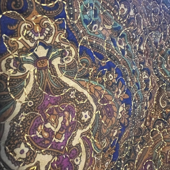 Alison J. Short sleeve paisley embroidered button up top - Picture 3 of 7